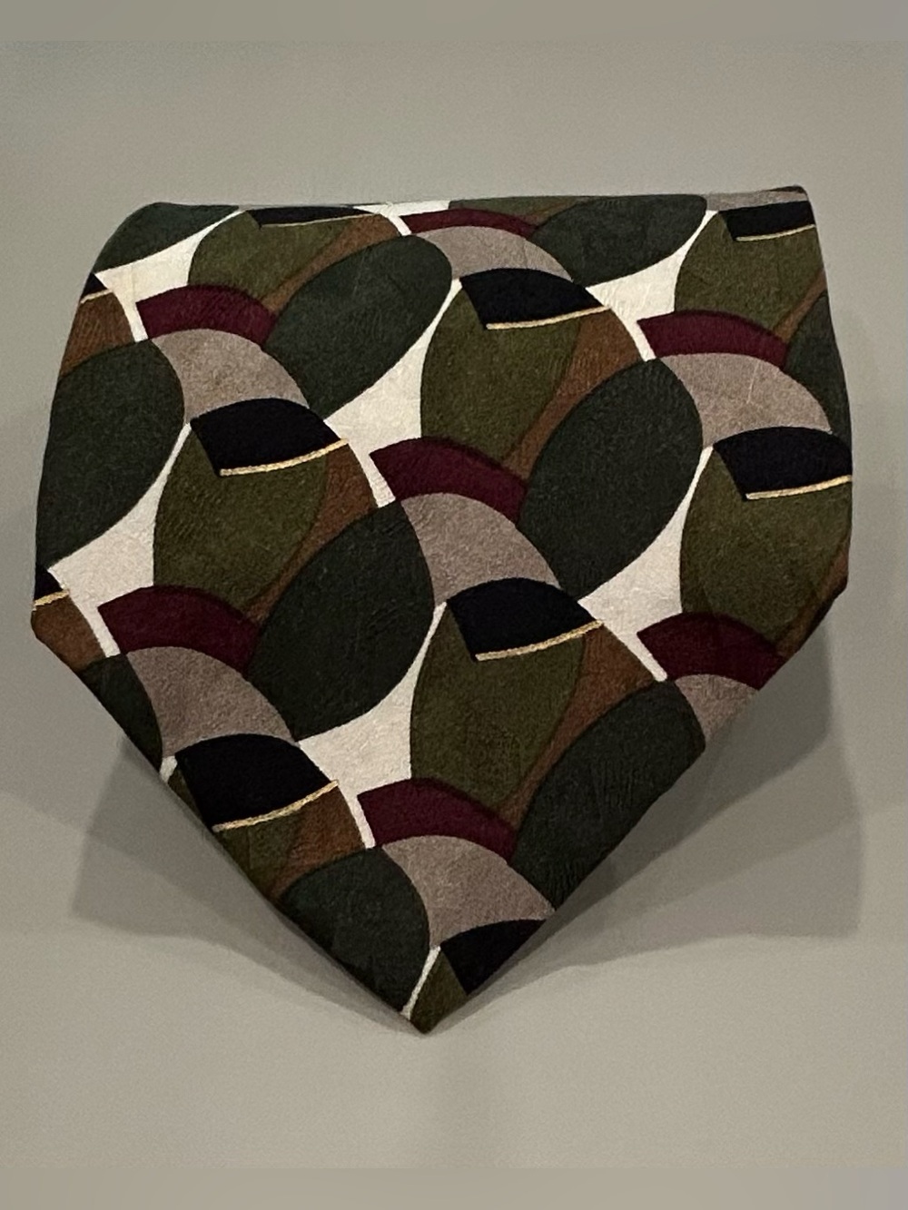 Vintage 90’s Ziggurat by Mulberry Geometric Leaf Silk Tie Made in the USA